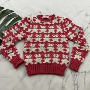Gitano Eva Girls Kids Pullover Sweater Size M NOS Pink White Teddy Bears Kawai